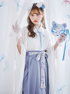 画像2: 【即日発送！】【ハロウィン】猫巫女レース袴 【コスプレ5点セット】 【FREEサイズ/2カラー】[[HC03]-OMN] (2)