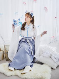 画像6: 【即日発送！】【ハロウィン】猫巫女レース袴 【コスプレ5点セット】 【FREEサイズ/2カラー】[[HC03]-OMN] (6)