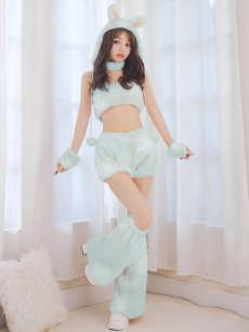 画像14: 【即日発送】【ハロウィン】パステルもこもこバニー【コスプレ7点セット】【フリーサイズ/6カラー】[HC03] (14)