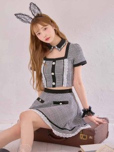 画像1: 【SALE!!】【即日発送】【ハロウィン】 グレンチェックセットアップバニー 【コスプレ6点セット】【XS-Mサイズ/1カラー】[HC03] (1)