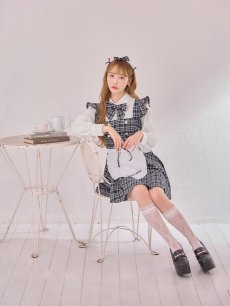 画像10: 【SALE!!】【即日発送！】【ハロウィン】ブラックチェックメイドワンピース 【コスプレ5点セット】[HC03] (10)