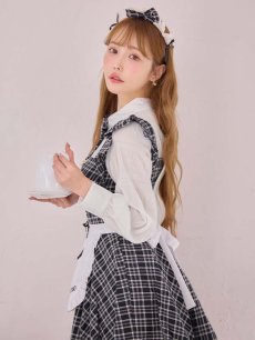 画像11: 【SALE!!】【即日発送！】【ハロウィン】ブラックチェックメイドワンピース 【コスプレ5点セット】[HC03] (11)