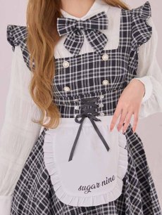 画像14: 【SALE!!】【即日発送！】【ハロウィン】ブラックチェックメイドワンピース 【コスプレ5点セット】[HC03] (14)