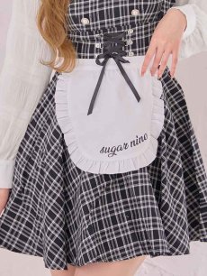 画像15: 【SALE!!】【即日発送！】【ハロウィン】ブラックチェックメイドワンピース 【コスプレ5点セット】[HC03] (15)