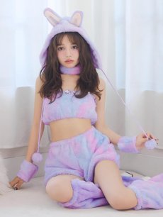 画像6: 【即日発送】【ハロウィン】パステルもこもこバニー【コスプレ7点セット】【フリーサイズ/6カラー】[HC03] (6)