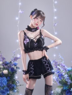 画像3: 【即日発送】【送料無料！】【サンリオ】クロミランジェリーセットアップルームウェア【S-L/1カラー】[HC02]ゆりにゃ着用 (3)