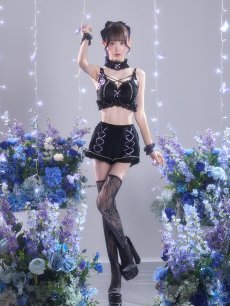 画像4: 【即日発送】【送料無料！】【サンリオ】クロミランジェリーセットアップルームウェア【S-L/1カラー】[HC02]ゆりにゃ着用 (4)