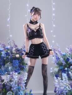 画像7: 【即日発送】【送料無料！】【サンリオ】クロミランジェリーセットアップルームウェア【S-L/1カラー】[HC02]ゆりにゃ着用 (7)