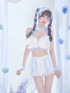 画像1: 【即日発送】【送料無料！】【サンリオ】シナモロールランジェリーセットアップルームウェア【S-L/1カラー】[HC02]ゆりにゃ着用 (1)