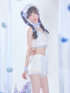 画像9: 【即日発送】【送料無料！】【サンリオ】シナモロールランジェリーセットアップルームウェア【S-L/1カラー】[HC02]ゆりにゃ着用 (9)