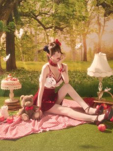 画像9: 【即日発送】【送料無料！】【サンリオ】ハローキティランジェリーセットアップルームウェア【S-L/1カラー】[HC02]ゆりにゃ着用 (9)
