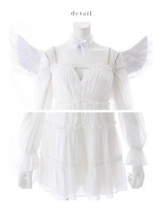 画像7: 【ハロウィン】シフォンスウィートエンジェルミニドレス【コスプレ4点SET】【XS-Lサイズ】[OF03] (7)