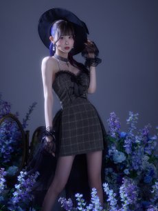 画像2: 【送料無料！】【ハロウィン】チュールロングトレーン魔女コスプレ【コスプレ4点SET】【XS-Mサイズ】【予約/9月下旬発送予定】[OF03]ゆりにゃ着用 (2)