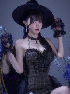 画像3: 【送料無料！】【ハロウィン】チュールロングトレーン魔女コスプレ【コスプレ4点SET】【XS-Mサイズ】【予約/9月下旬発送予定】[OF03]ゆりにゃ着用 (3)