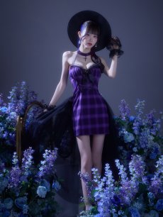 画像18: 【送料無料！】【ハロウィン】チュールロングトレーン魔女コスプレ【コスプレ4点SET】【XS-Mサイズ】【予約/9月下旬発送予定】[OF03]ゆりにゃ着用 (18)