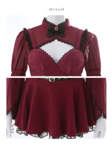 画像9: 【送料無料！】【ハロウィン】ケープロングスリーブリボンデビルコスプレ【コスプレ4点SET】【S-Lサイズ】[OF03]ゆりにゃ着用 (9)
