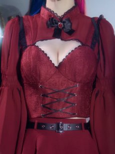 画像6: 【送料無料！】【ハロウィン】ケープロングスリーブリボンデビルコスプレ【コスプレ4点SET】【S-Lサイズ】[OF03]ゆりにゃ着用 (6)
