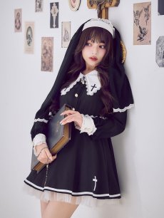 画像1: 【送料無料！】【ハロウィン】ゴシックシスターフレアスカートコスプレ【コスプレ3点SET】【S-XLサイズ】[OF03]吉木千沙都（ちぃぽぽ）着用 (1)