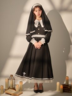 画像1: 【送料無料！】【ハロウィン】ゴシックシスターロングスカートコスプレ【コスプレ3点SET】【S-XLサイズ】[OF03]加藤美南着用 (1)
