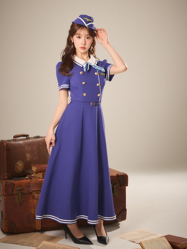 送料無料！】【ハロウィン】CAロングフレア【コスプレ4点SET】【S-XL