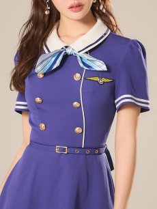 画像14: 【送料無料！】【ハロウィン】CAロングフレア【コスプレ4点SET】【S-XLサイズ】[OF03]加藤美南着用 (14)