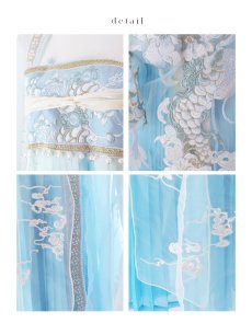 画像24: 【即日発送】【送料無料！】【ハロウィン】アイスブルー刺繍ロングシフォン漢服セット【コスプレ3点SET】【Fサイズ】[OF04]加藤美南着用 (24)
