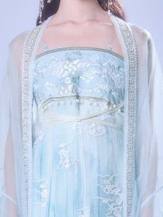 画像19: 【即日発送】【送料無料！】【ハロウィン】アイスブルー刺繍ロングシフォン漢服セット【コスプレ3点SET】【Fサイズ】[OF04]加藤美南着用 (19)