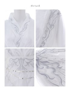 画像11: 【送料無料！】【ハロウィン】ホワイト×シルバー刺繍漢服【コスプレ5点SET】【Fサイズ】[OF03]今井暖大着用 (11)