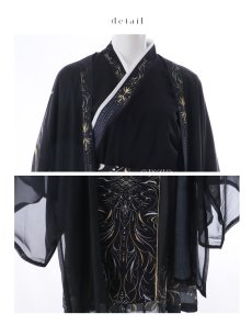 画像15: 【送料無料！】【ハロウィン】ブラック×ゴールド刺繍漢服コスプレ【3点SET】【L-XLサイズ】[OF03]今井暖大着用 (15)