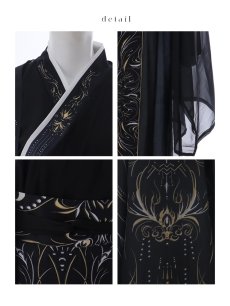 画像16: 【送料無料！】【ハロウィン】ブラック×ゴールド刺繍漢服コスプレ【3点SET】【L-XLサイズ】[OF03]今井暖大着用 (16)