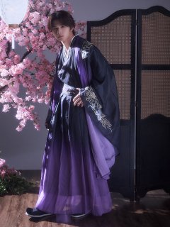 メンズ漢服 漢服セット（Black/Purple）