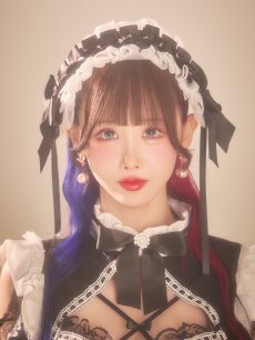 画像17: 【即日発送】【送料無料！】【ハロウィン】リボンヘッドレースアップゴシックメイドコスプレ【コスプレ5点SET】【XS-Lサイズ】[OF03]ゆりにゃ着用 (17)