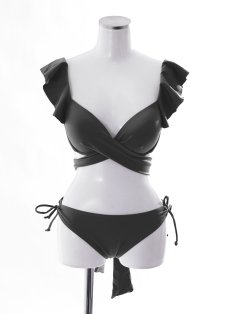 画像38: 【即日発送】【ビキニ】【水着】ショルダーフリルクロスビキニ/無地/シンプル[YMT] (38)