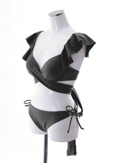 画像39: 【即日発送】【ビキニ】【水着】ショルダーフリルクロスビキニ/無地/シンプル[YMT] (39)