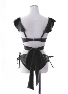 画像40: 【即日発送】【ビキニ】【水着】ショルダーフリルクロスビキニ/無地/シンプル[YMT] (40)