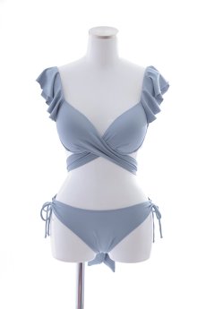 画像41: 【即日発送】【ビキニ】【水着】ショルダーフリルクロスビキニ/無地/シンプル[YMT] (41)