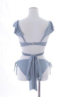 画像43: 【即日発送】【ビキニ】【水着】ショルダーフリルクロスビキニ/無地/シンプル[YMT] (43)