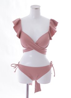 画像44: 【即日発送】【ビキニ】【水着】ショルダーフリルクロスビキニ/無地/シンプル[YMT] (44)