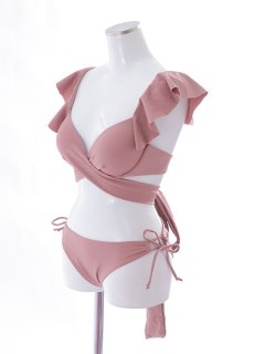 画像45: 【即日発送】【ビキニ】【水着】ショルダーフリルクロスビキニ/無地/シンプル[YMT] (45)