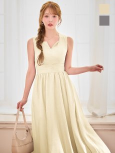 画像4: ウエストギャザーラメシフォンフレアワンピースドレス【S-Lサイズ/2カラー】[OF03B] (4)