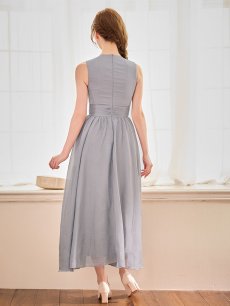 画像14: ウエストギャザーラメシフォンフレアワンピースドレス【S-Lサイズ/2カラー】[OF03B] (14)