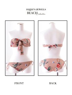 画像14: 【即日発送】【ビキニ】【水着】フロントリボンバンドゥフラワービキニ/カーディガン[YMT] (14)