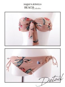 画像15: 【即日発送】【ビキニ】【水着】フロントリボンバンドゥフラワービキニ/カーディガン[YMT] (15)