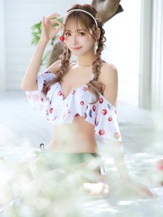 画像2: 【即日発送】【ビキニ】【水着】フリルショルダーさくらんぼビキニ[YMT] (2)