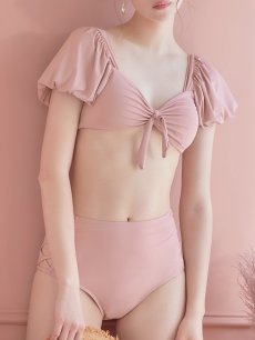 画像5: 【即日発送】【ビキニ】【水着】袖ありギャザーハイウエストビキニ[YMT] (5)