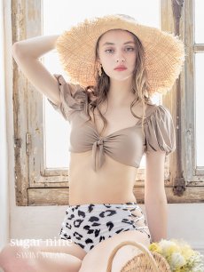 画像2: 【即日発送】【ビキニ】【水着】袖ありギャザーダルメシアンビキニ[YMT] (2)