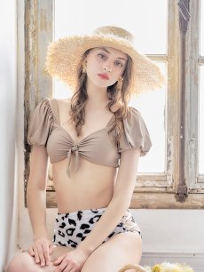 画像5: 【即日発送】【ビキニ】【水着】袖ありギャザーダルメシアンビキニ[YMT] (5)