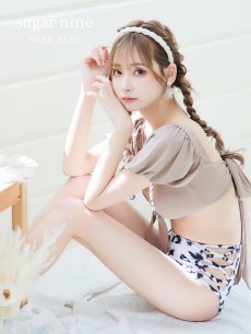 画像2: 【即日発送】【ビキニ】【水着】袖ありギャザーダルメシアンビキニ[YMT] (2)