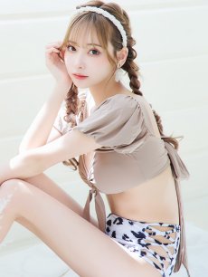 画像7: 【即日発送】【ビキニ】【水着】袖ありギャザーダルメシアンビキニ[YMT] (7)