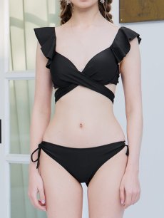 画像16: 【即日発送】【ビキニ】【水着】ショルダーフリルクロスビキニ/無地/シンプル[YMT] (16)